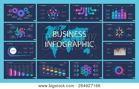 Business Infographic Presentation Slide Design Set Can Be Used For Workflow Layout, Annual Report, W