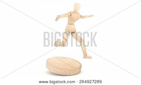 Wooden Dummy Jump Isolated On White Background