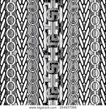 Striped Braided Greek Vector Seamless Pattern. Ornamental Abstra