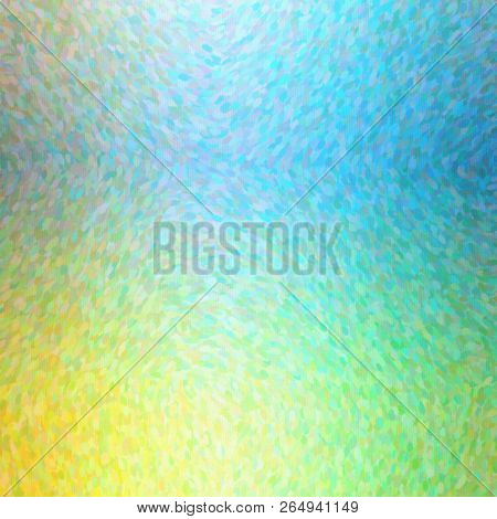 Illustration Of Yellow, Green And Blue Impressionist Pointlilism Square Background Digitally Generat