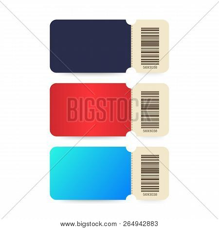 Set Of Ticket. Template Tickets. Colorful Cinema Ticket Isolated On White Background. Vector Stock I