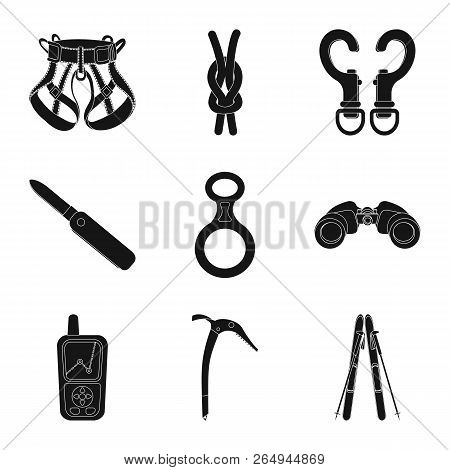 Isolated Object Of Mountaineering And Peak Logo. Set Of Mountaineering And Camp Vector Icon For Stoc