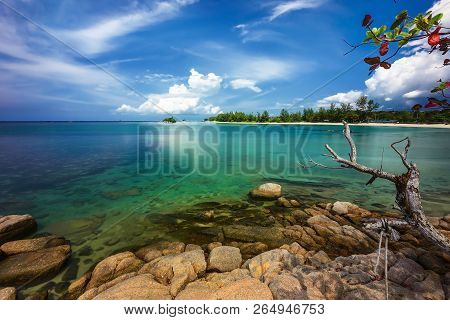Wonderful Beach And Blue Sky At Bintan Island Indonesia