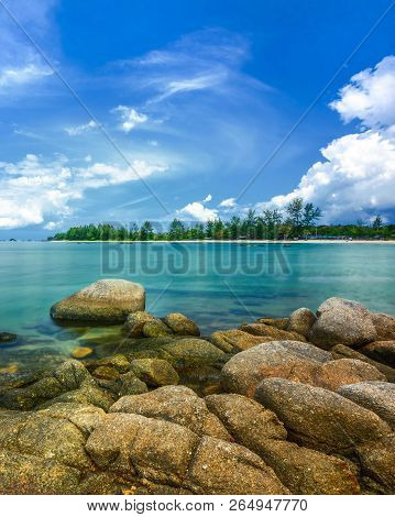 Wonderful Beach And Blue Sky At Bintan Island Indonesia