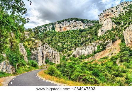 Road Through Rocks In Vaucluse - Provence, France