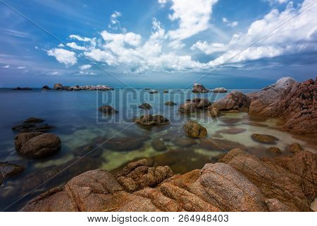 Wonderful Beach And Blue Sky At Bintan Island Indonesia