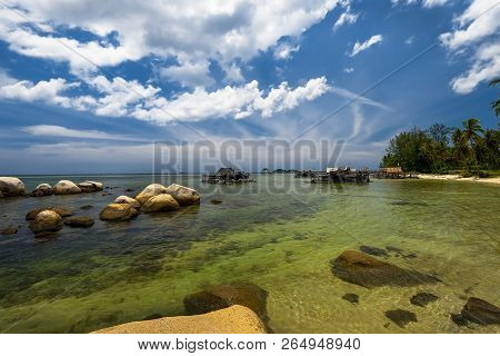 Wonderful Beach And Blue Sky At Bintan Island Indonesia