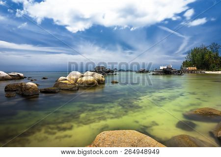 Wonderful Beach And Blue Sky At Bintan Island Indonesia