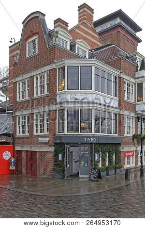 London, United Kingdom - January 19, 2013: Famous Shakespeare Globe Theatre Building At Southwark In