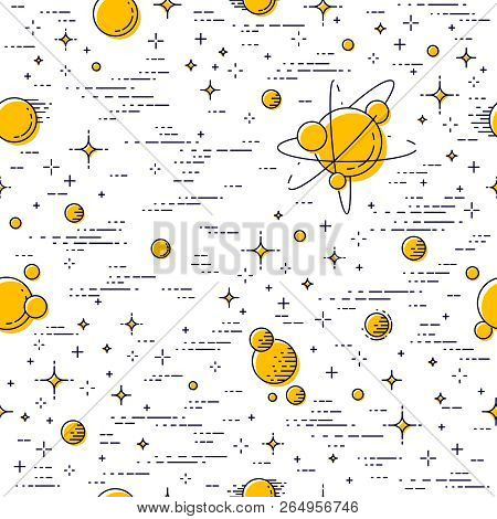 Seamless Space Background With Planets, Stars, Asteroids And Meteors, Undiscovered Deep Cosmos Fanta