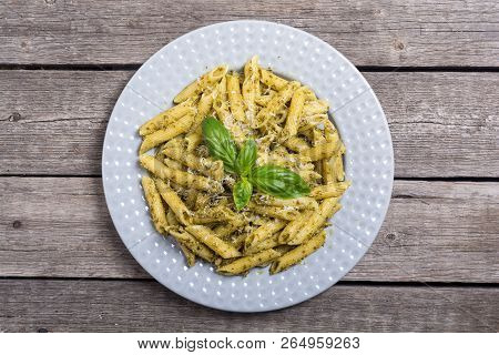 Italian Penne Pasta With Sauce Pesto