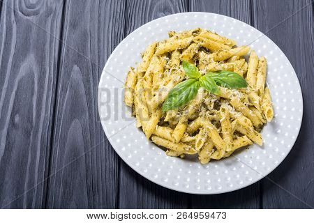 Italian Penne Pasta With Sauce Pesto