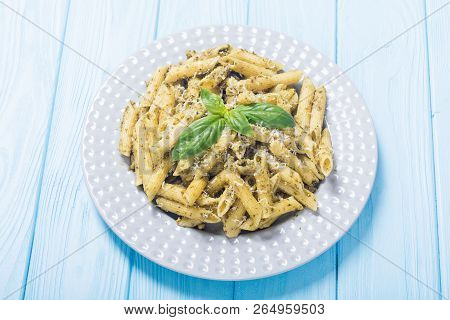 Italian Penne Pasta With Sauce Pesto