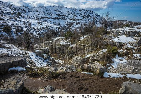 Beautiful Winter Landscape In Mountains Of Zagorohoria, Greece