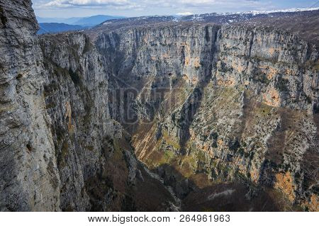 Beautiful Winter Landscape In Mountains Of Zagorohoria, Greece