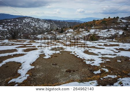 Beautiful Winter Landscape In Mountains Of Zagorohoria, Greece