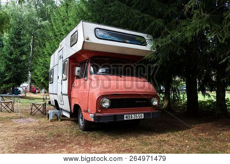 Dolni Kalna, Czech Republic - August 25 2018: Vintage Car Skoda 1203 Oldsmobile Veteran Adapted As C