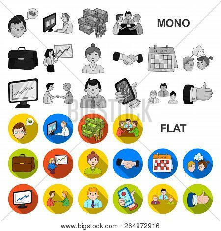 Business Conference And Negotiations Flat Icons In Set Collection For Design.business And Training V