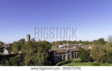 Warwick, Uk - October 21: Aerial View Of Warwick With Collegiate Church Of St Mary On October 21, 20