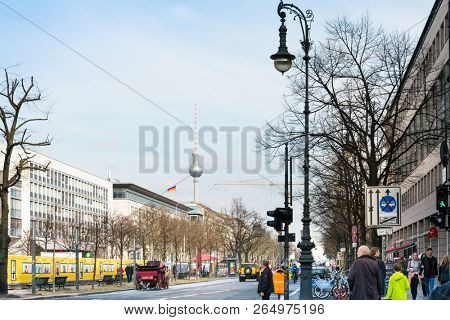 BERLIN, GERMANY- March 11, 2018 : Tv tower or Fersehturm. BERLIN, Germany.
