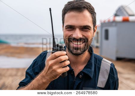 Marine Deck Officer Or Chief Mate On Deck Of Vessel Or Ship