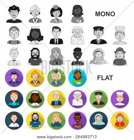 People Of Different Professions Flat Icons In Set Collection For Design. Worker And Specialist Vecto