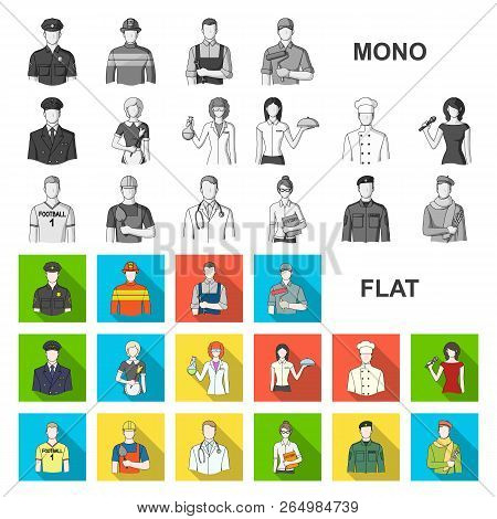 People Of Different Professions Flat Icons In Set Collection For Design. Worker And Specialist Vecto