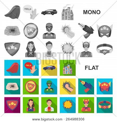 A Fantastic Superhero Flat Icons In Set Collection For Design. Superhero Equipment Vector Symbol Sto