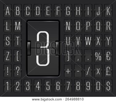 Airport Flip Board Alphabet For Flight Departure Or Arrival Information Showing. Vector Illustration