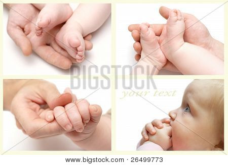 colagem - pequeno bebê de mãos e pés