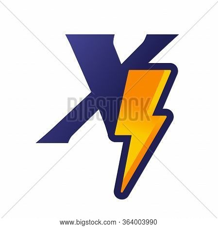 Modern Logo Design Letter X Combine With Lightning In Gradient Color.