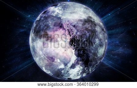 shining moon in space, abstract space illustration, 3d image, background, 3D rendering, background
