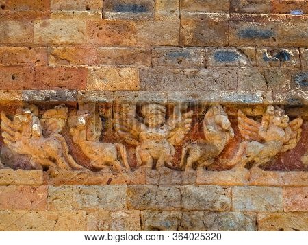 Flying Horses On A Brick Wall In Prasat Sambor - Sambor Prei Kuk, Cambodia