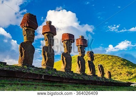Ahu Nau Nau Moai Platform In Rapa Nui Bottom View
