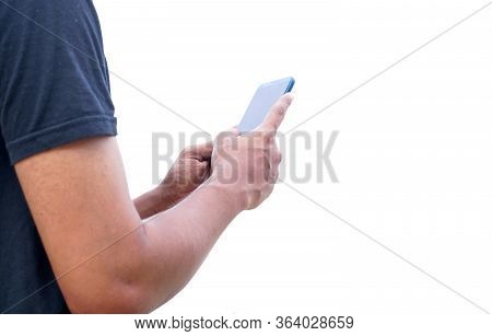Young Asian Or  Indian Man Using Smartphone