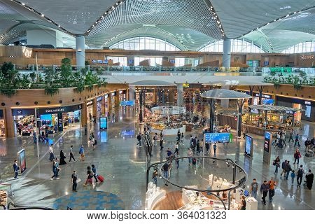 Duty Free Shops And Food Court At New Istanbul Airport’s International Departures Terminal, Istanbul
