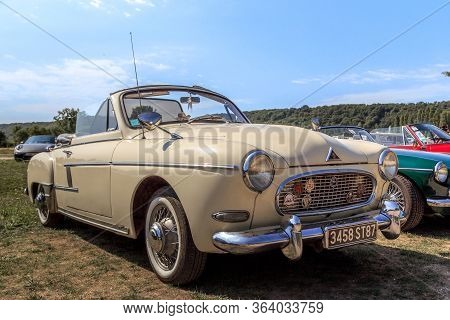 Giverny, France - August 31, 2019: This Is A Retro Car Renaut Fregate, Which Is  Manufactured By Fam