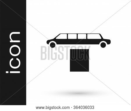 Grey Luxury Limousine Car And Carpet Icon Isolated On White Background. For World Premiere Celebriti