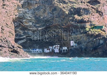 Poris De Candelaria, Cave Village On Coastline And Atlantic Ocean Near Tazacorte On West Coast Of La