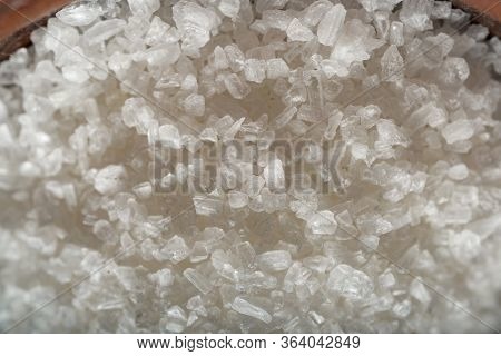 Kosher Salt. Food Ingredient. Food Sea Salt Close-up. Healthy Eating
