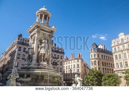 Place Des Jacobins Square In Lyon With Its Iconic Fountain From The 19th Century. It Is One Of The M