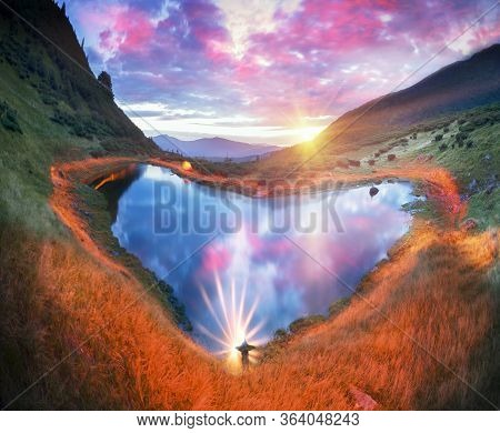 The Fiery Heart Of The Mountains Drawn By Travelers Around The Lantern Vorozheska Wild Lake In The U
