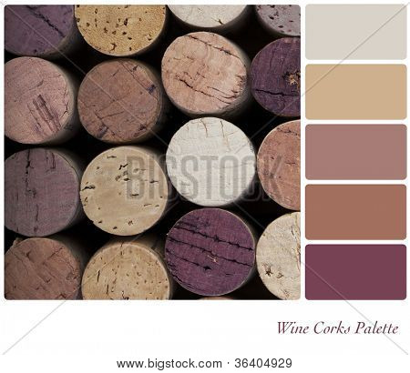 Wine corks background colour palette with complimentary swatches.