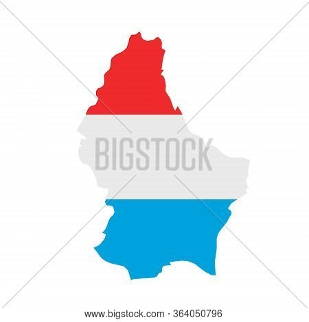 Luxembourg Flag Map. Country Outline With National Flag