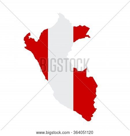 Peru Flag Map. Country Outline With National Flag