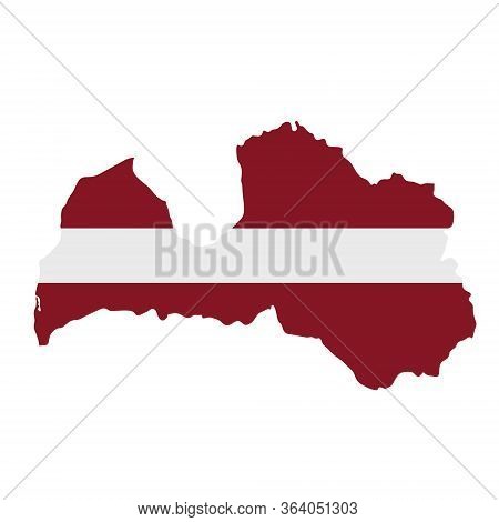 Latvia Flag Map. Country Outline With National Flag