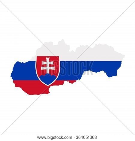 Slovakia Flag Map. Country Outline With National Flag