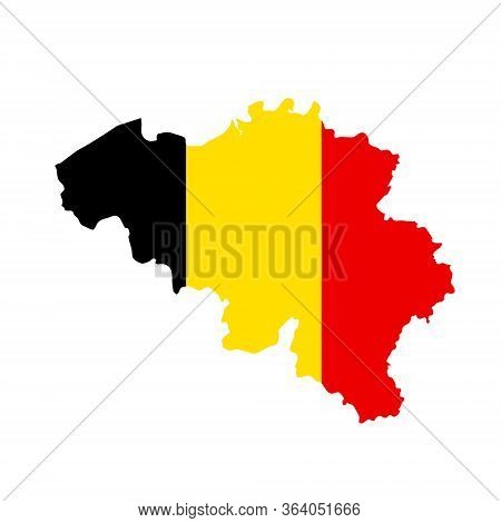 Belgium Flag Map. Country Outline With National Flag