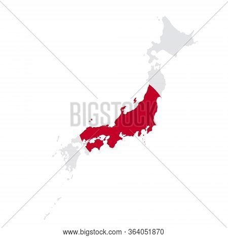 Japan Flag Map. Country Outline With National Flag