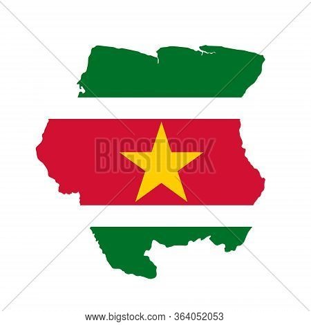 Suriname Flag Map. Country Outline With National Flag
